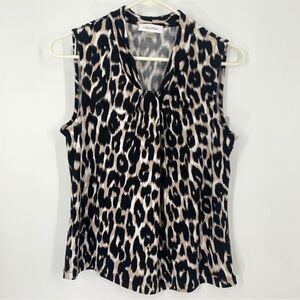 Calvin Klein Animal Print Sleeveless Knotted Front Top